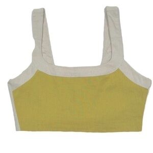 Seven For All Mankind Women’s Yellow and Cream Crop Top Size M